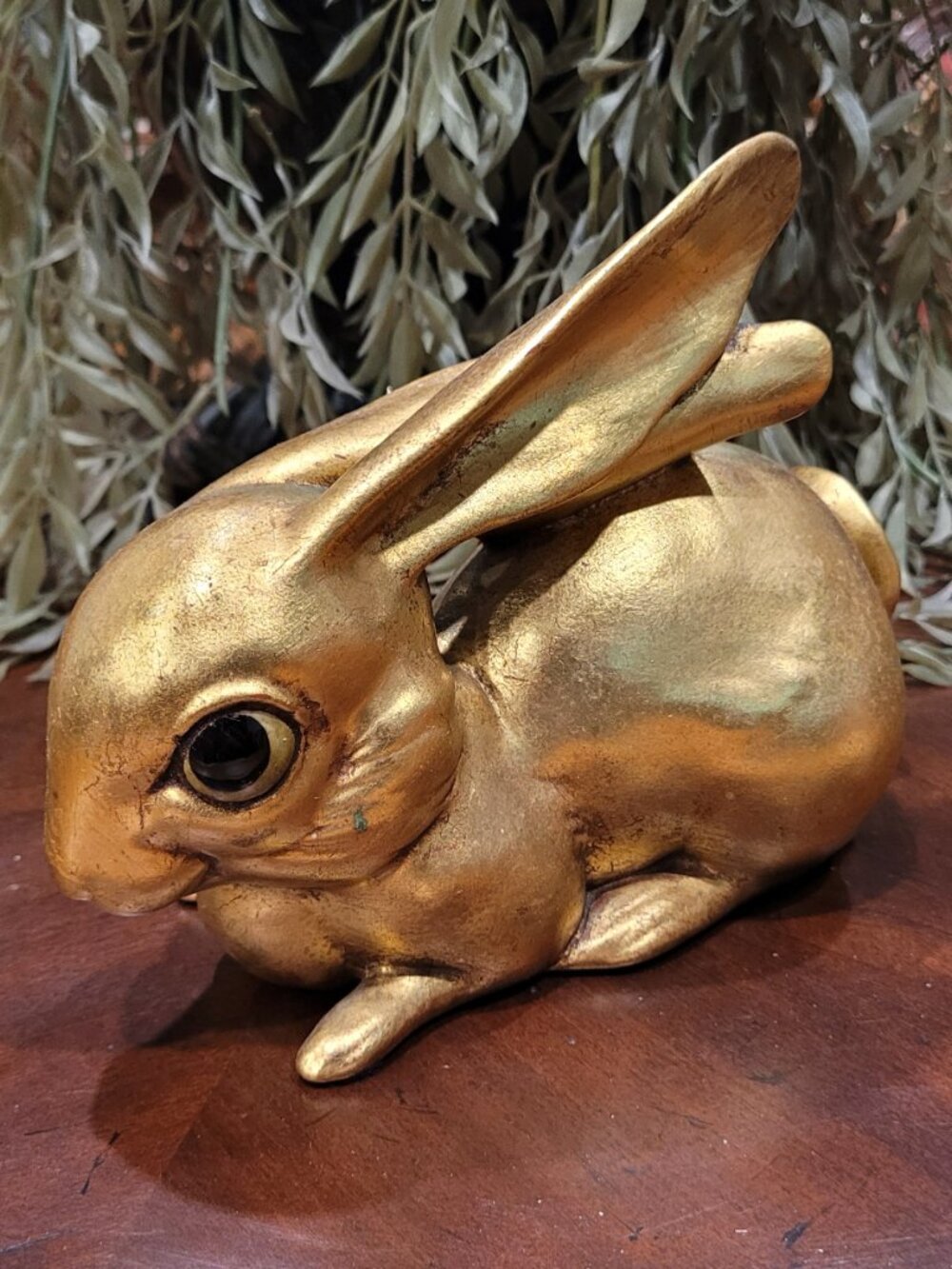 Vintage Freeman McFarlin Gold Leaf Rabbit Easter Bunny MCM Signed Anthony